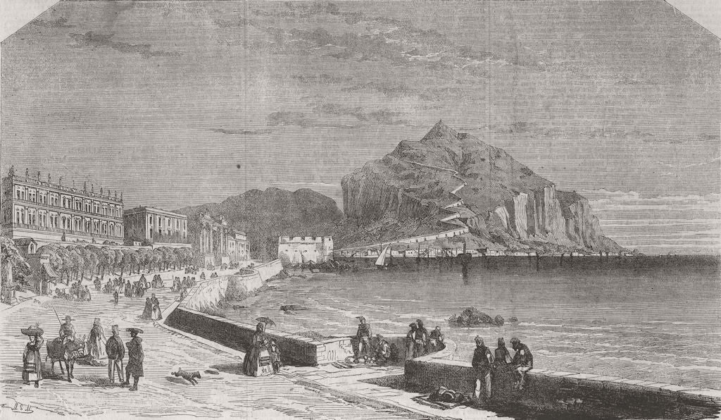 ITALY. Marina di Palermo 1860 old antique vintage print picture